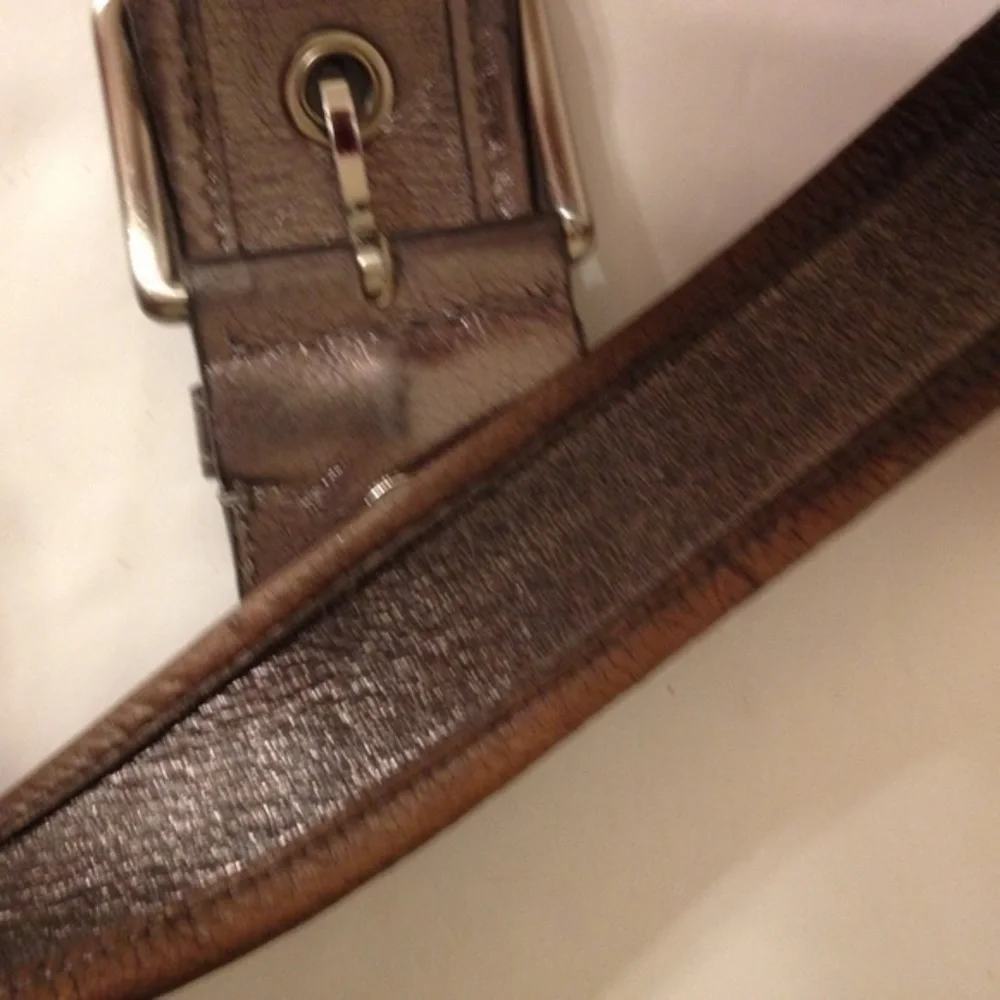 Michael Kors silver metallic hobo bag buckle